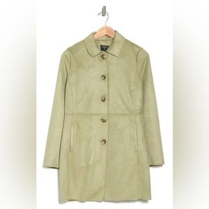 Tahari Faux Suede Car Coat - light sage green, never worn
